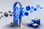 Un embudo filtrante cobalto separa íconos de apps pulidos de bloques que se desmoronan, con un paquete atado por una cinta ámbar al lado