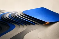 Placas protectoras superpuestas en sucesión rápida sobre una superficie, la más reciente aún asentándose, en tonos cobalto y gris con una chispa ámbar.
